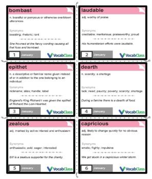 SAT 2 Word A Day Vocabulary Calendar - Desktop Daily (NEW) by VocabClass