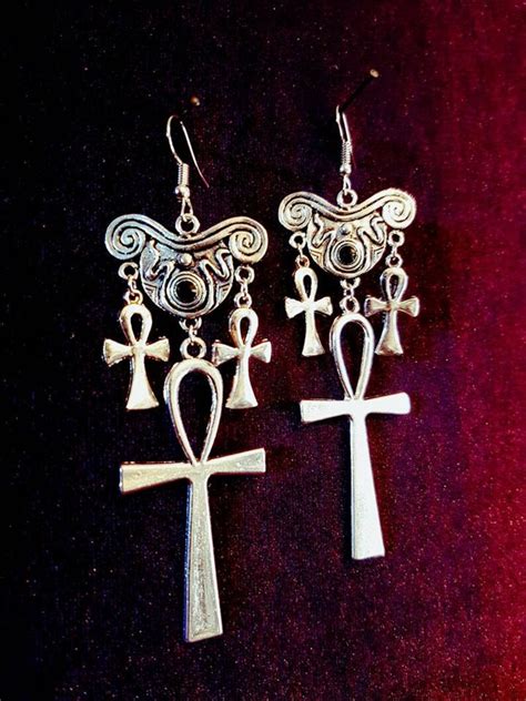 Ankh Earrings Ankh Apep Gothic Vampire Goth Tradgoth Grufti Etsy