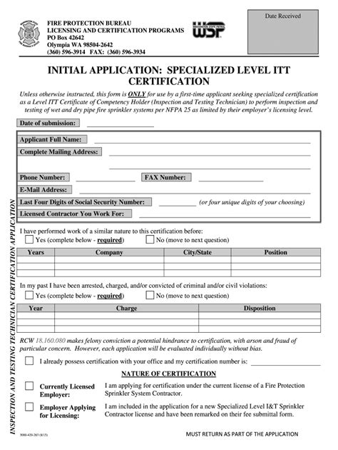 Fillable Online Wsp Wa Certificate Of Competency Application Level Itt