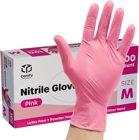 Amazon 100 Count Pink Nitrile Disposable Gloves Latex Free