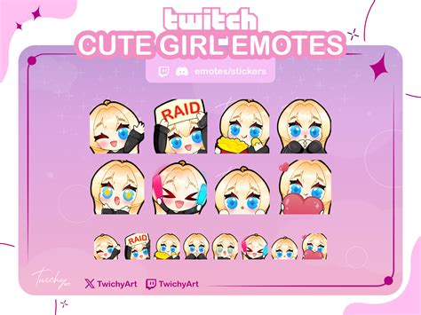 8 Cute Blonde Hair Girl Emotes Twitch Discord Youtube Etsy