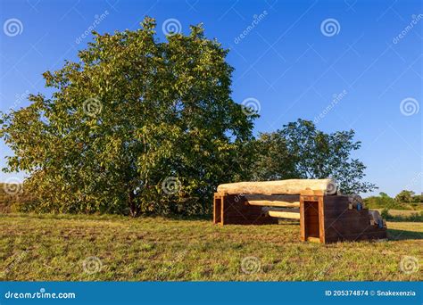 Ostacolo Alla Corsa Equestre Nei Prati Verdi Di Palmanova Fotografia