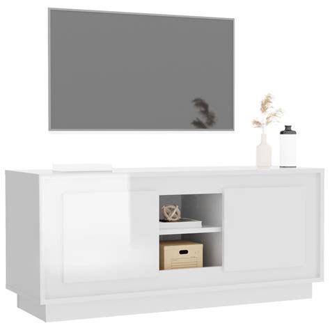 Meuble Tv Meuble Hi Fi Meuble Tv Blanc Brillant X X Cm Bois D