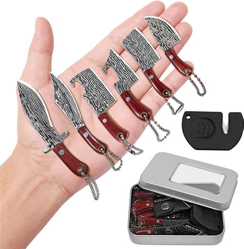 Amazon Jaezziy Mini Knife Set Damascus Pocket Knife Set With