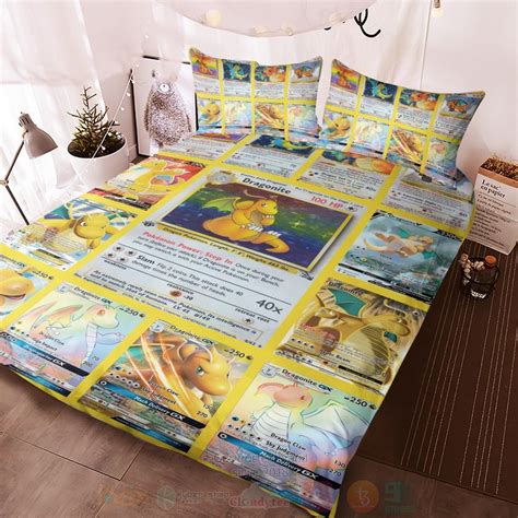 HOT Anime Pokemon Dragonite Cards Version 2 Luxury Bedding Set Express Your Unique Style With