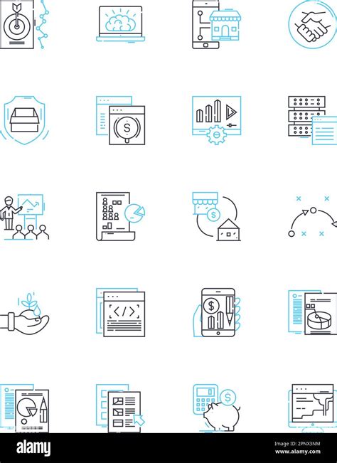 Conjunto De Iconos Lineales De Informes Virtuales Interactivo