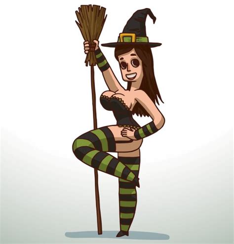 Beautiful Sexy Witch On A Broom Stock Vector Image By ©forewer 7334734