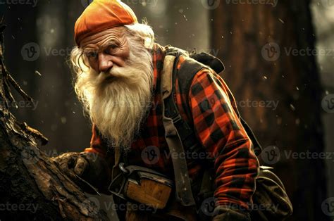 Ai Generated Hardworking Lumberjack Old Person Forest Generate Ai