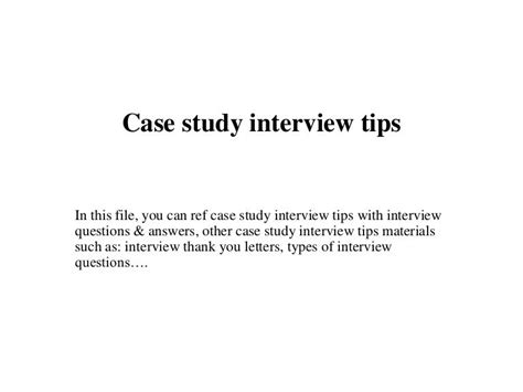 Case study interview tips