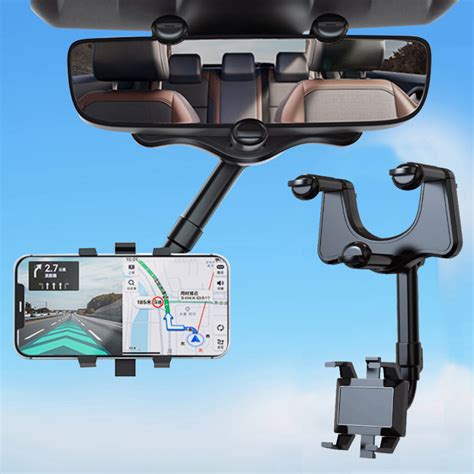 Fonken Car Degree Rear View Mirror Mobile Phone Stand Universal Gps