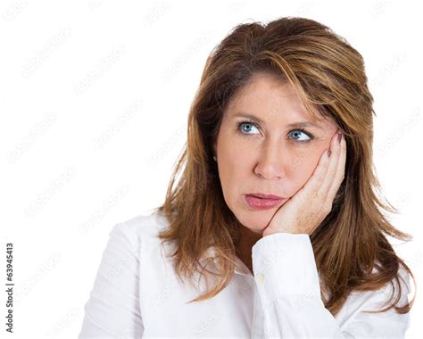 Headshot Depressed Middle Aged Woman On White Background Foto De Stock