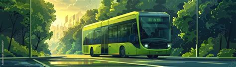 green transportation flat design front view  emissions cartoon