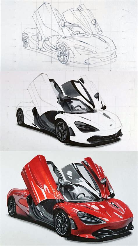 How To Draw A McLaren 720S Step By Step Tutorial Car Drawing Pencil