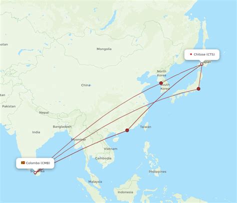 All Flight Routes From Colombo To Sapporo Cmb To Cts Flight Routes