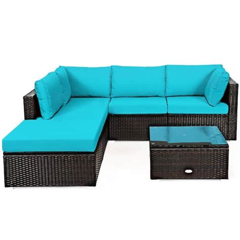 Gymax Piece Wicker Rattan Patio Outdoor Sectional Sofa Set Outdoor