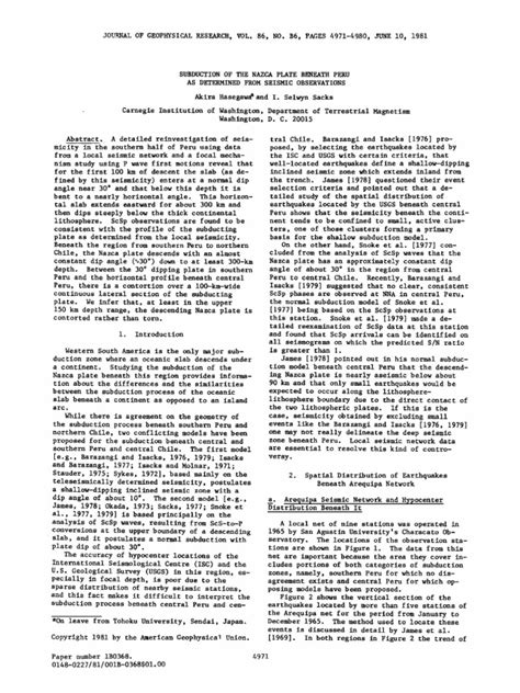 Hasegawa & Sacks - Subduction of The Nazca Plate | PDF | Plate ...