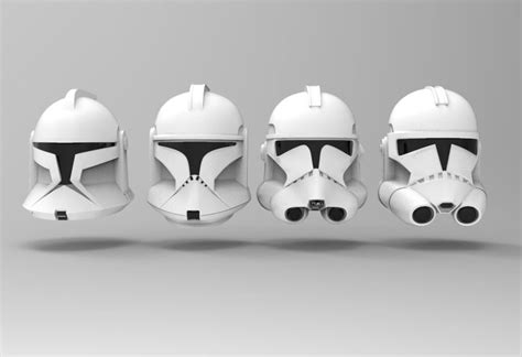 Star Wars Clone Trooper 3d Print File Collection 4 Helmets Etsy