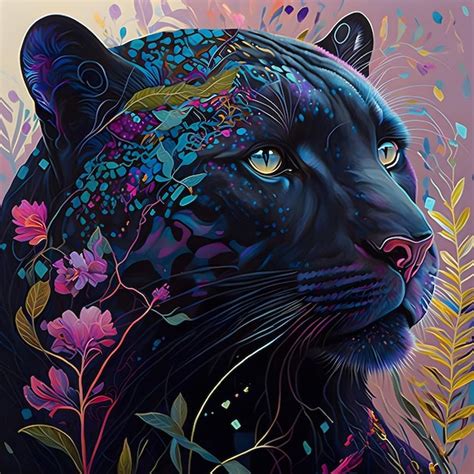 Una Pintura De Un Gato Negro Con Una Cara Azul Y Las Palabras Gato