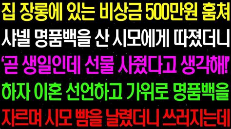 실화사연 집 장롱에 있는 비상금 500 만원 훔쳐 샤넬 명품 백을 산 시모에게 따졌더니 곧 생인인데 선물 줬다고 생각해