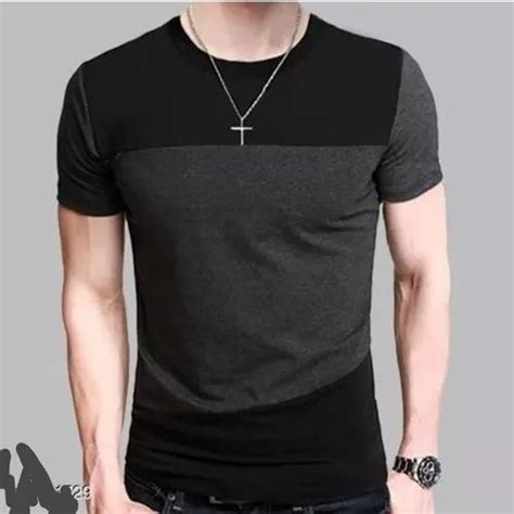 Black Striped Men Half Sleeves Cotton T Shirts Neck Type Round Size