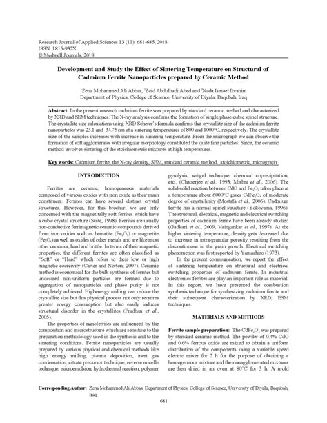 PDF Development And Study The Effect Of Sintering Temperature On