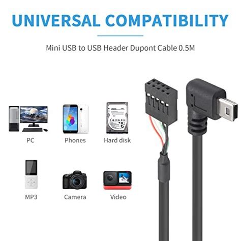 Duttek Mini Usb To Motherboard Cable Usb Header To Mini Usb 90 Degree Right Angled Mini Usb