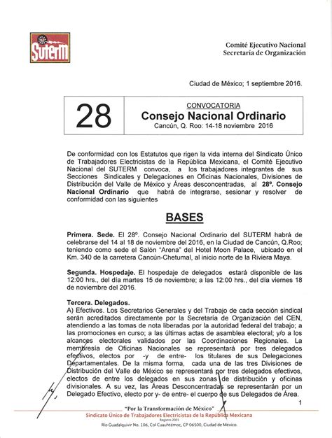 SUTERM NACIONAL On Twitter Convocatoria 28 Consejo Nacional Ordinario