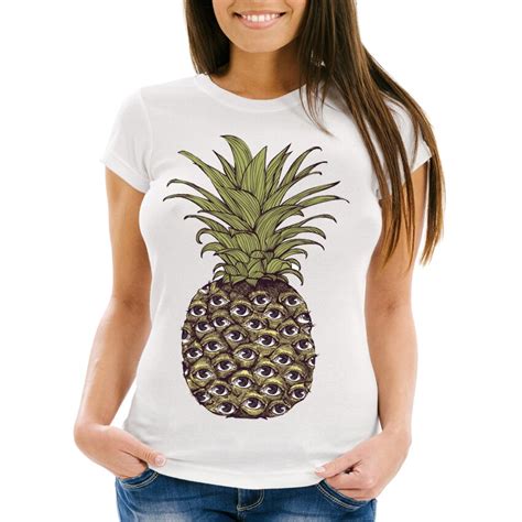 Yeni Yaz Sevimli Kad N T Shirt Beyaz Casual Tee Komik Ananas G Zler