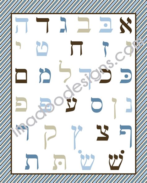 Hebrew Aleph Bet Wall Art Hebrew Alphabet Etsy