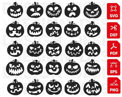 25 Halloween Pumpkin Silhouette Svg Pumpkins Svg Horror Svg - Etsy