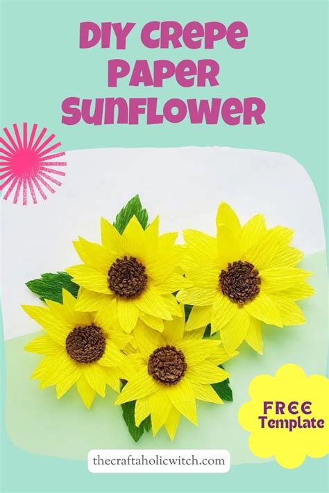 Diy Crepe Paper Sunflower Craft Paper Flowers Free Sunflower Template Crepe Paper Flowers