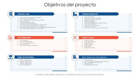 Plantilla De Los Principales Objetivos Del Proyecto Con Ejemplos Y