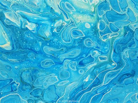 Ocean Blue Acrylic Pour Painting Abstract Painting Blue | Etsy