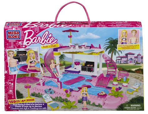 Mega Bloks Barbie Build N Style Pool Party Multi Color Amazon In