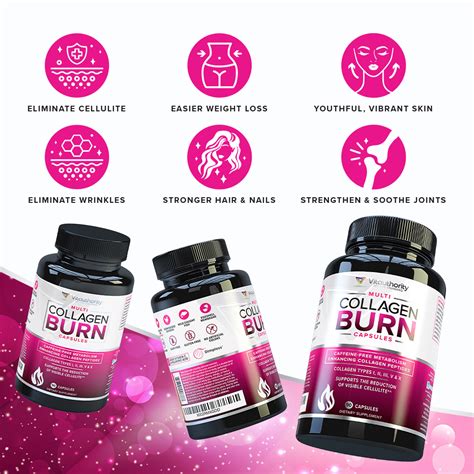 Multi Collagen Burn Pills For Weight Loss Hydrolyzed Collagen Peptides With Cellulite