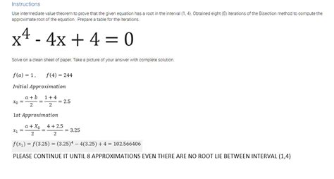 Solved Instructions Use Intermediate Value Theorem To Prove