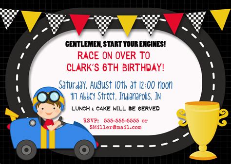 Race Car Birthday Party Invitations Dolanpedia