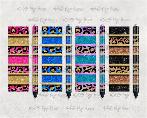 Glitter Leopard Print Stripes Printable Waterslide Pen Wrap Etsy