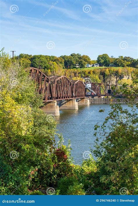Historic Rail Bridge between Dubuque Iowa and East Dubuque Illinois