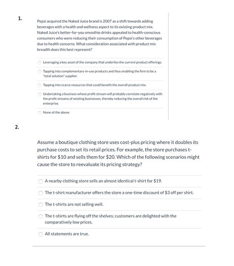 Solved Pepsi Acquired The Naked Juice Brand Is As A Chegg