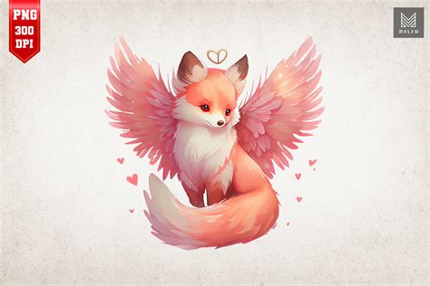 Cute Angel Fox Valentines Day Graphic By Mulew · Creative Fabrica