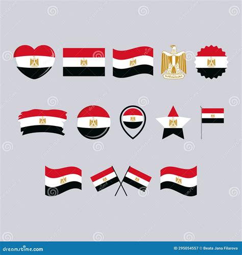 Egypt Flag Icon Set Vector Isolated On A Gray Background Stock Illustration Illustration Of