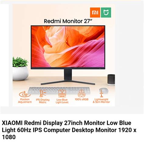 XIAOMI Redmi Display 27inch Monitor Low Blue Light 60Hz IPS Computer ...