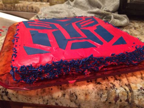 Optimus Prime Birthday Cake I Made For My Son Used A Stencil And