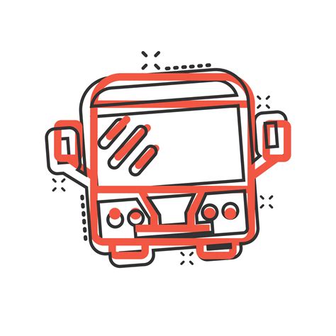 Bus icon in comic style. Coach cartoon vector illustration on white ...