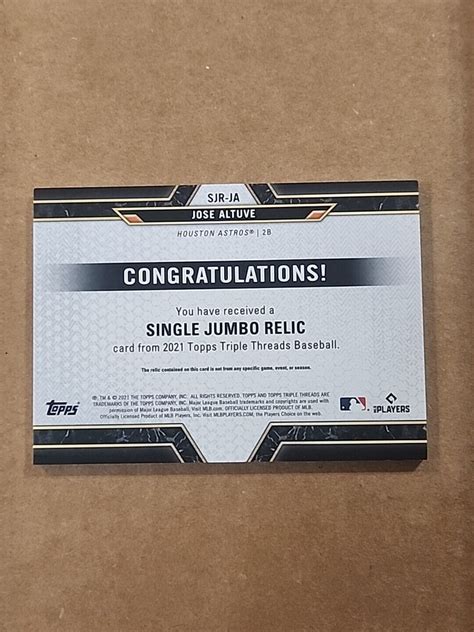 2021 Topps Triple Threads Jose Altuve Single Jumbo Relic 36 Houston