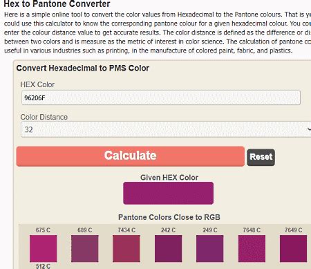 Meilleurs Sites Web Gratuits De Conversion Hex Vers Pantone En Ligne