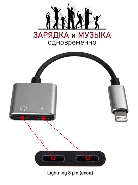 Переходник для iPhone Lighting 8 pin (выход) - 2хLighting 8 pin (вход ...
