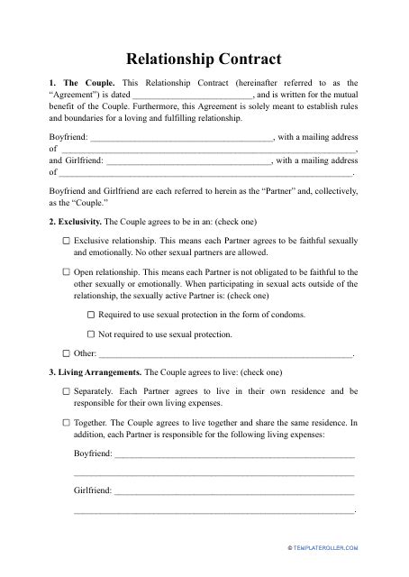 Relationship Contract Templates Pdf Download Fill And Print For Free