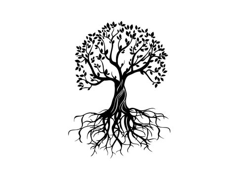 Silhouette Tree With Roots Vector Masterbundles